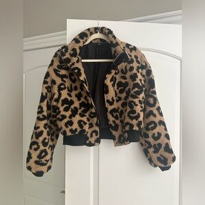 Windsor Cheetah Zip Up Crop Jacket